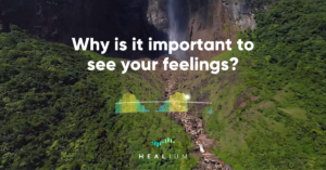 a virtual reality landscape with text overlay that reads, "why is it important to see your feelings?"