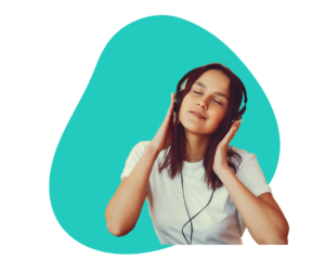 Woman listening to music graphic